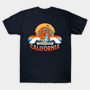 California Surf Paradise Retro Sunset T-Shirt